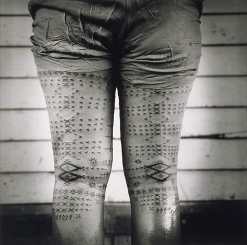 Samoan women are tattooed from the knee to the top of the thigh.