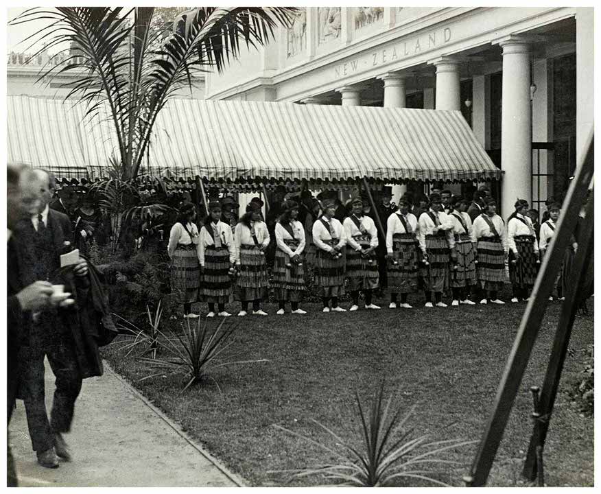Ratana group outside the New Zealand Pavilion, 21 July 1924.