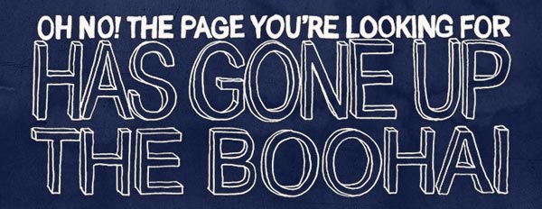 OH NO! THE PAGE YOU'RE LOOKING FOR HAS GONE UP THE BOOHAI